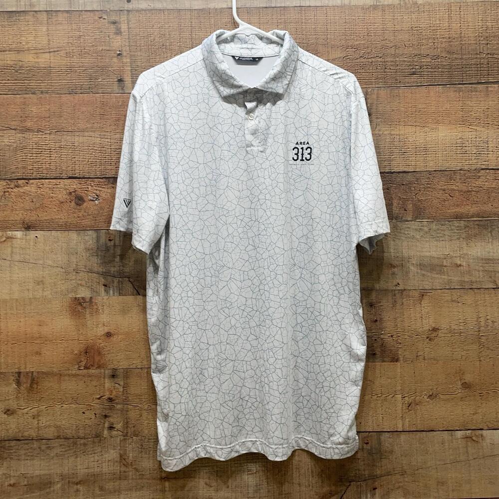 Levelwear Polo Mens Size Large White Area 313 Detroit Golf Club Golf Shirt